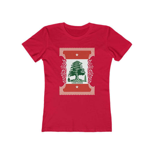 Artsy Lebanon Postage Stamp T-Shirt - faithwear - Lebanon Collection for Women, T-shirts, Women's Clothing