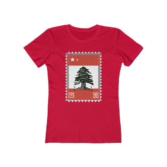 Vintage Stamp Lebanese Flag T-Shirt - faithwear - Lebanon Collection for Women, T-shirts, Women's Clothing