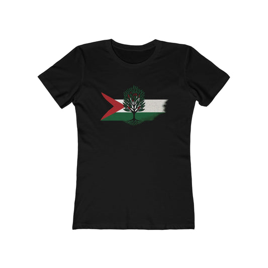 Palestine Flag with National Olive Tree T-Shirt - faithwear - Palestine Collection for Women, T-shirts, Women's Clothing