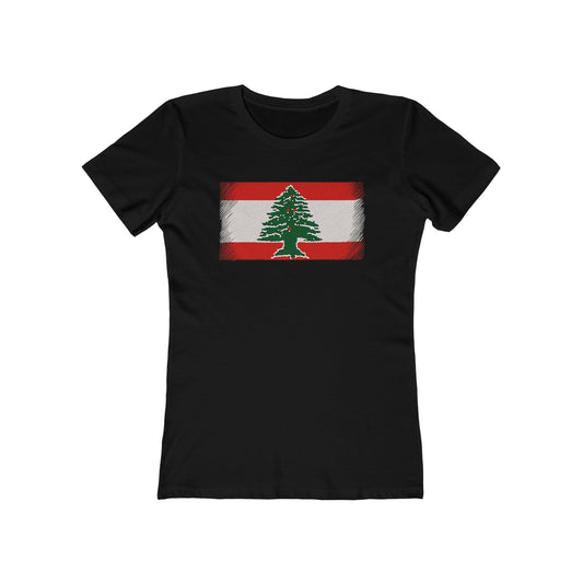 Artsy Lebanon Flag T-Shirt - faithwear - Lebanon Collection for Women, T-shirts, Women's Clothing